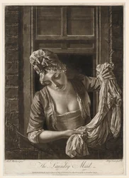 La lavandera, impresión hecha por Philip Dawe, 1772